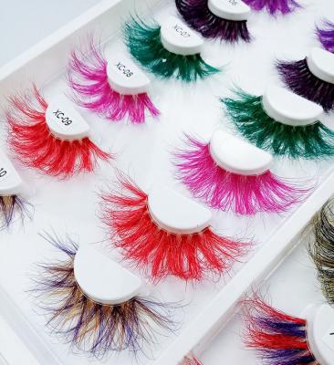 China Top Quality Thick Colored Mink Lashes Seller 25mm Mink Eyelashes For Party Makeup for sale