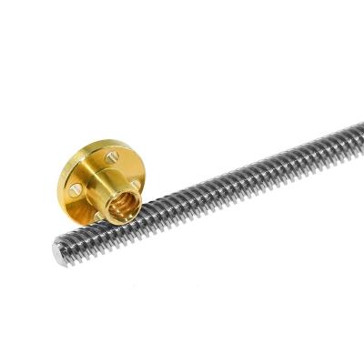 China Custom CNC Machining Parts Cnc T8 Stainless Steel Length Ball Trapezoidal Lead Screw With Brass Nut for sale