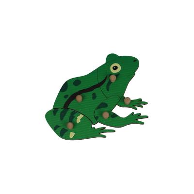 China Toy Montessori Custom Educational Kids Wooden Animals Puzzle Frog For Children for sale