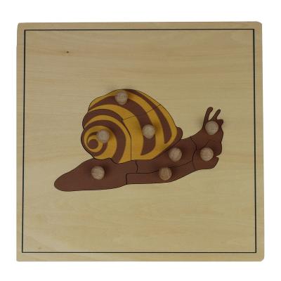 China Guaranteed Quality Educational Toy Montessori Jigsaw Educational Biology Wooden Jigsaw Animal Snail for sale