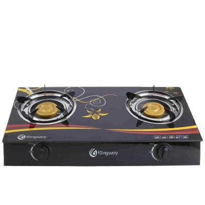 China High Efficiency Kitchen Cooking Wholesale High Quality Energy Saving Most Tempered Glass Panel Two-Burner Home Gas Cooker for sale