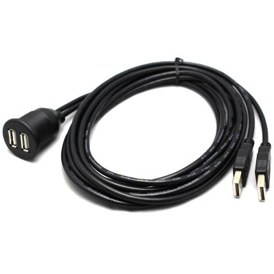 China Car Accessories Automotive USB Cable For Car Audio And Charger Dual USB Male To Female Waterproof Ports for sale