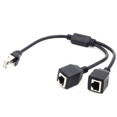 China Wholesale Male RJ45 1 2 Patch Ethernet Female Extension Cable To RJ451M2F Splitter Cable Cat 5e for sale