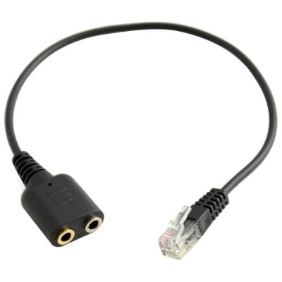 China IP PHONE Phone To Earphone Adapter RJ9 To Dual 3.5mm Adapter Earphone MIC Splitter For IP Phone Operator for sale