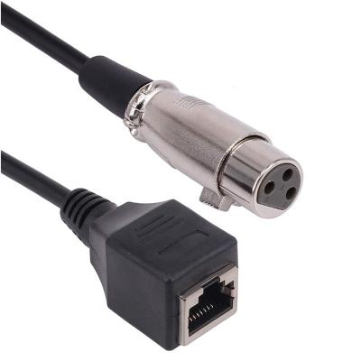 China Multimedia Wholesale 3 Pin to Ethernet Adapter XLR Female to Female Convert RJ45 Cable for DMX Light Controller for sale