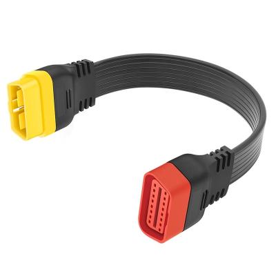 China 16 Pin Universal Car OBD 2 Diagnostic Tool Male to Female OBD2 Flat Cable Extension Cord for LAUNCH EasyDiag 3.0 Car Scanner for sale