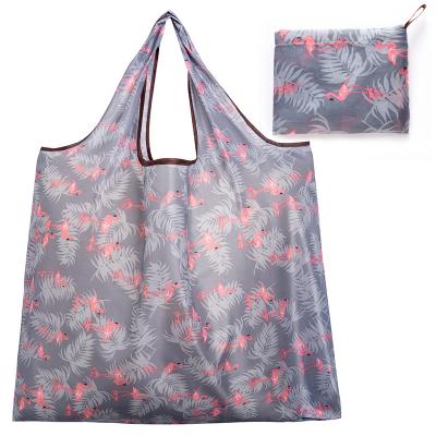 China Customized Travel Folding Printing Reusable Collapsible Grocery Bag Polyester Folding Shopping Shopping Bag for sale