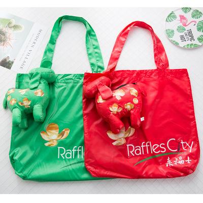 China Folding Sheep Shape Doll Cartoon Design 300T Encrypted Reusable Foldable Custamized Polyester Custom Tote Bags No Minimum for sale