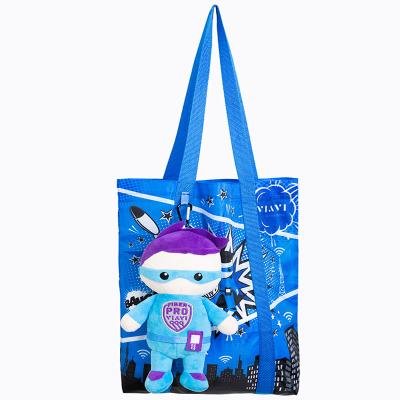 China High Quality Custom Creative Tote Bag Folding Polyester Doll Shape Shopping Bags And Hair Doll for sale