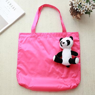 China Custom creative shape design panda plush reusable folding shopping bag folding packaging for sale