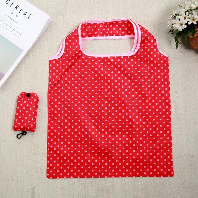 China Reusable 7.5*12 Folded Size Supermarket Red Polyester Mobile Phone Shopping Bags for sale