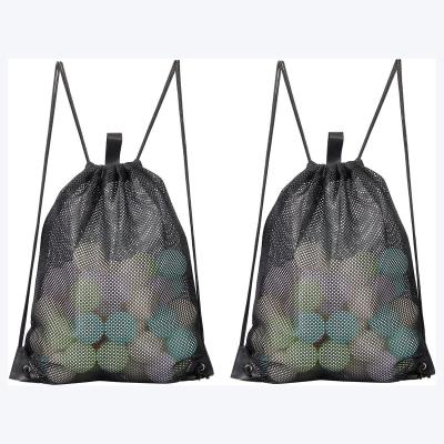 China Reusable Sports Bag Drawstring Bag Backpack Reusable Waterproof Heavy Duty Storage Equipment Fruit Vegetable Mesh Bags For Beach Swimming for sale