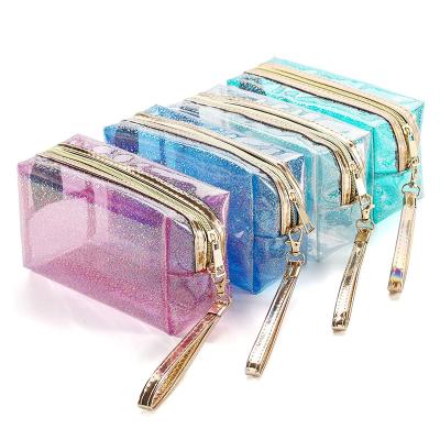 China Fashion Logo New Fashion Colorful Transparent Custom Waterproof Clear PVC Jellyb Makeup Bag Zipper Grab Cosmetic Bags for sale