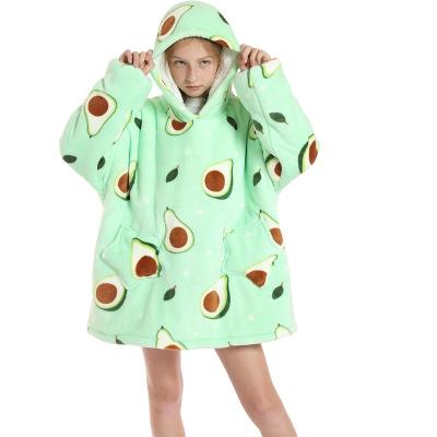 China PORTABLE Christmas Avocado Blanket Hoodie Custom Printed Winter Blanket Hoodie for sale