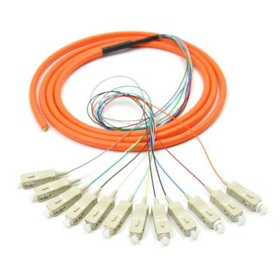 China Cordón de remiendo de fibra óptica del SC UPC de la base de la naranja 12 con CE, cordón de remiendo de la fibra con varios modos de funcionamiento en venta