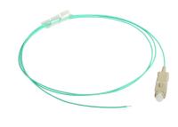 China Aqua SC OM3 Fiber Pigtail , 0.9mm / 2.0mm / 3.0mm Cable Diameter for sale