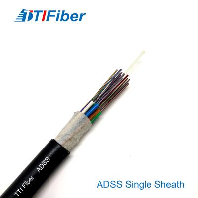 China ADSS G652D Cables aéreos de fibra óptica de cubierta única de 24 núcleos en venta