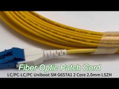 lc uniboot zip cod singlemode g657.a1 bendinsensitive duplex 2mm lszh low loss 0.15db fiber patch