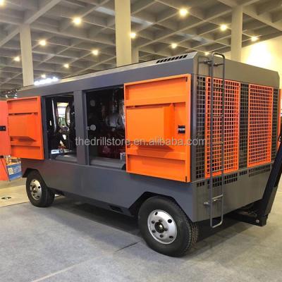 China Hot Sale Lubricated High Pressure 17 Screw Stationary 4 Bar Diesel Wheel Heavy Duty Air Compressor For Mine for sale