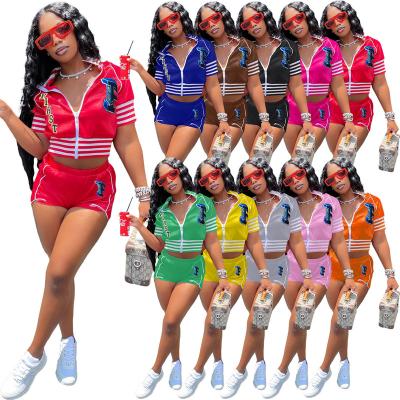 China QUICK DRY Think Sexy Letter Summer Ladies Tracksuits Shorts 2 Piece Pants Jogger Set Baseball Coats Jackets Sweatsuit Two Piece Set for sale