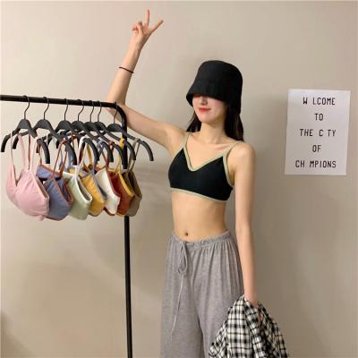 China 2022 new fashion QUICK DRY cheapest price cotton beauty back wrapped wireless wrap tube bra halter chest hanging top vest for sale