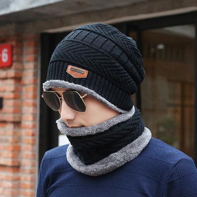 China breathable & New Winter Women Men Waterproof Velvet Hat Warm Scarf Set Hat Neck Warmer Knitted Recycling Beanie for sale