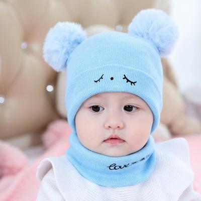 China breathable & High Quality Waterproof Winter Hats Cute Baby Girl Winter Covers Knitted Boy Ball Kids Warm Double Pompom Beanies Kids Beanie Hats for sale