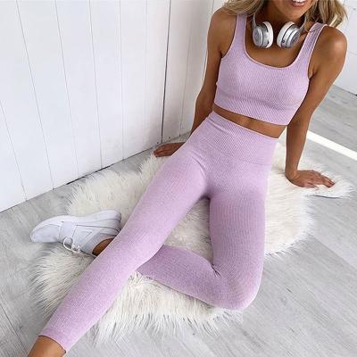 China QUICK DRY Tank Top Yoga Sets Crop Women Tops Gym Running Equipments Seamless Sports Bra Set Athletic Tracksuit Fitness Suit for sale