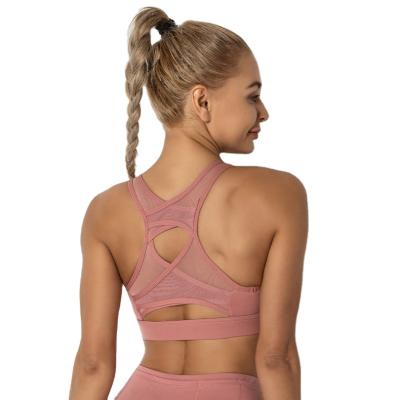 China Breathable Mesh Stitching Beautiful Back Bra Gym Running Gathering Sports Training Underwear for sale