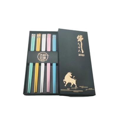 China Sustainable 25cm Custom Logo five colors Chopsticks Abs Food Grade Material Chopsticks 10 pairs for sale