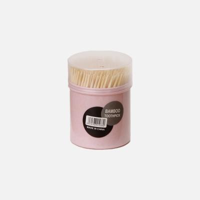 China Stocked Customized 260 Pcs Cylindrical Bamboo Toothpicks Box Two-pointed Restaurant Household Toothpicks for sale