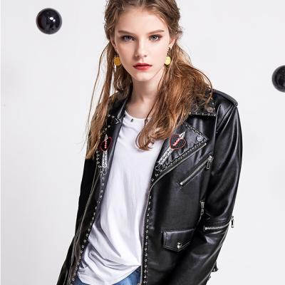 China Color Women's Waterproof Wholesale Leather Motorcycle Coat Women's Factory PU Leather Jacket For Young Women for sale