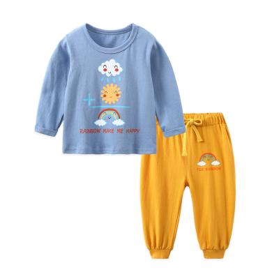 China Antibacterial Newborn Baby Pajamas Sets Spring Cotton Boys Girls Knitted 2 Piece Sets Baby Clothing Sets for sale