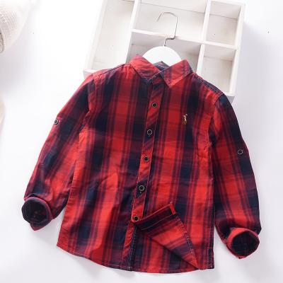 China New Fashion Anti-wrinkle Summer Cotton Kids Clothes Long Sleeve Boys Plaid Shirt for sale