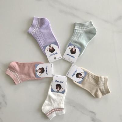 China Wholesale Candy Little Girls Ankle Socks Kids Girls Striped Cotton Breathable Five Colors Socks for sale