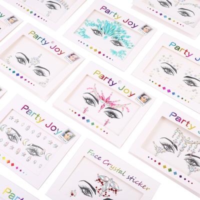 China Temporary Sexy 3D Face Tattoo Stickers Temporary Tattoos Glitter Rhinestones For Women Party Face Jewelry Tattoo for sale