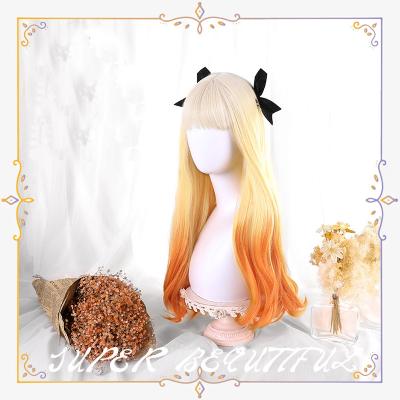 China Body Wave Funtoninght Blonde Mixed Lolita Color Synthetic Hair Wigs With Hair Bangs 24 Inch Cosplay Party Supplies For Cosplay Lovers for sale