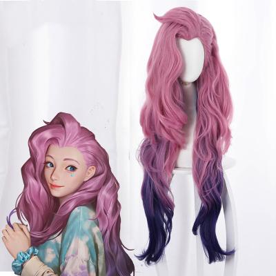 China Funtoninght Newcomer KDA Silky Straight League Of Wave Curly Mixed Color Seraphine Cosplay Wigs Legends Long Cosplay Wigs For Cosplay Lovers for sale