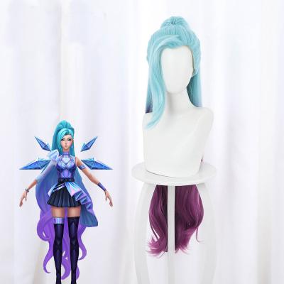 China Body Wave Best Selling KDA League Of Legends Wigs Version Seraphine Cosplay Wigs Blue Mixed Heat Resistant Fiber Wigs For Party Supplies for sale