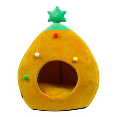 China Winter Cute Cat House Bed Warm Pet Cat Christmas Tree House Wholesale Breathable for sale