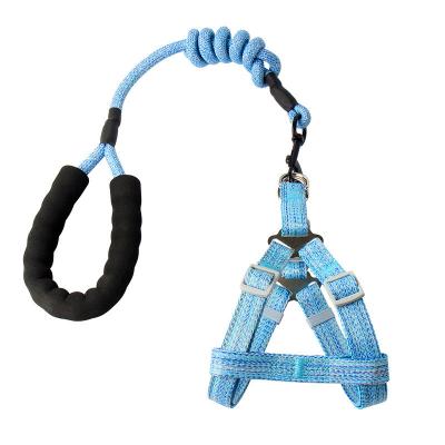 China Customized Hot Sale Dog Cat Leash Harness Set Different Color With Length Adjustable Small Puppy Pet Harness for sale