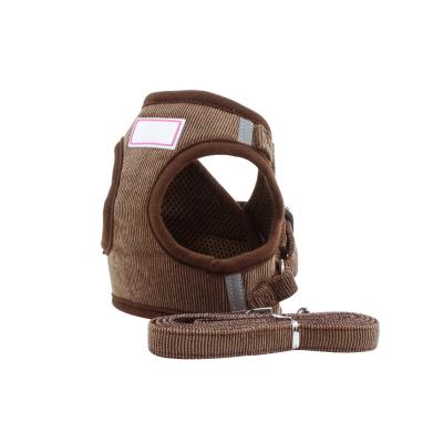 China Personalized Breathable Corduroy Dog Harness And Comfortable Leash Small Pet Puppy Harness for sale