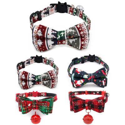 China 2021 New Hot Sale Bowknot Christmas Personalized Floral Halloween Cat Collar Bell Quick Release for sale