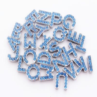 China JEWELED Dog Collar Slide Letter Charms Rhinestone Bling Silver Pink Blue Dog Collar Decorate Charm for sale