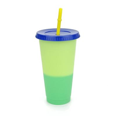 China New Designed Viable Magic Wide Plastic Reusable Color Mouth Changing Cup Food Grade Handheld Drinkware With Straw for sale