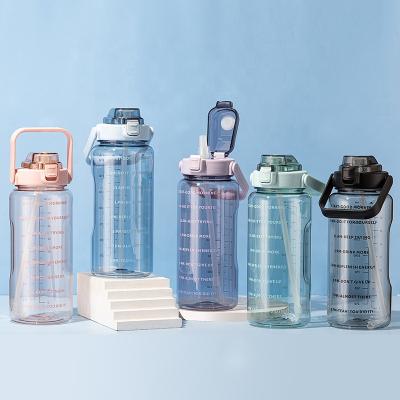 China Amazon PORTABLE hot sale large capacity and size 2000ml popular remark plastic water bottle with portable pressing lid and handle for sale