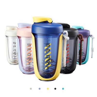 China Factory Uninverted Customized BPA Free Fashion 500ML PC Sports Gym Shakers New Portable Outdoor Plastic Protein Shaker Bottle With Rope for sale