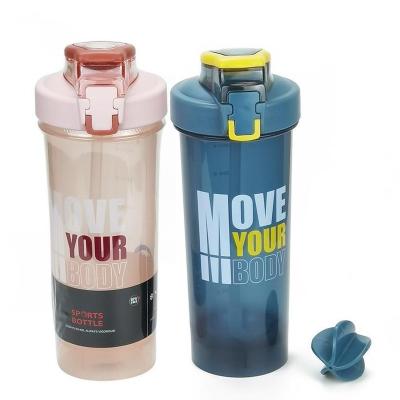 China Factory Wholesale BPA Free Plastic Sports Spice 800ML Non Inverted Logo Gym Empty Glitter Shaker Custom Bottle With Straw for sale