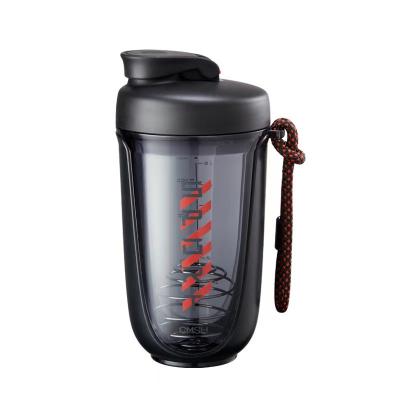 China 550ml Viable Tritan Or PC Sports Water Bottle Motivational Plastic Protein Shaker Bottle With Time Marker, String And Shaker Ball for sale