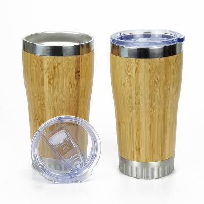 China 18/8 Style Stainless Steel Tea Cup Office Coffee Cup Viable Natural Insulated Reusable Handheld Bamboo Tumbler With Slide Lid for sale